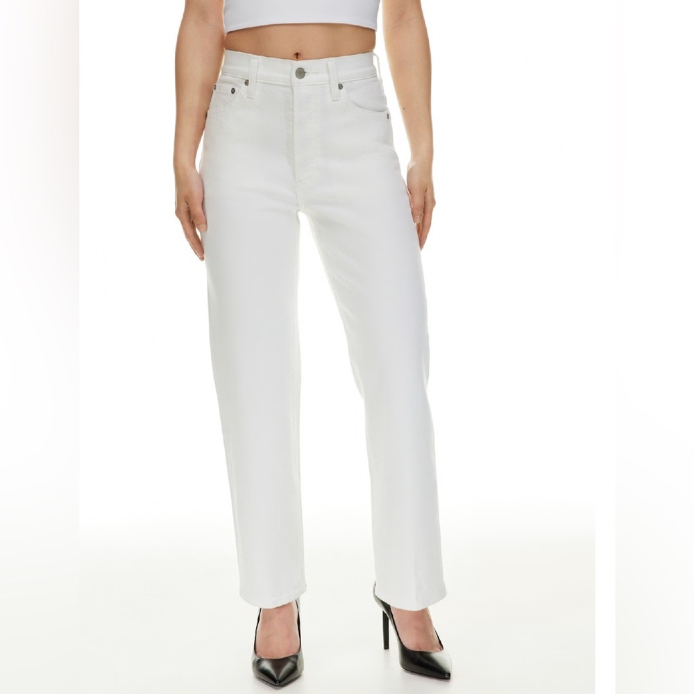 Denim Forum The Arlo High Rise Straight Jeans, Button Fly, White, Size 26